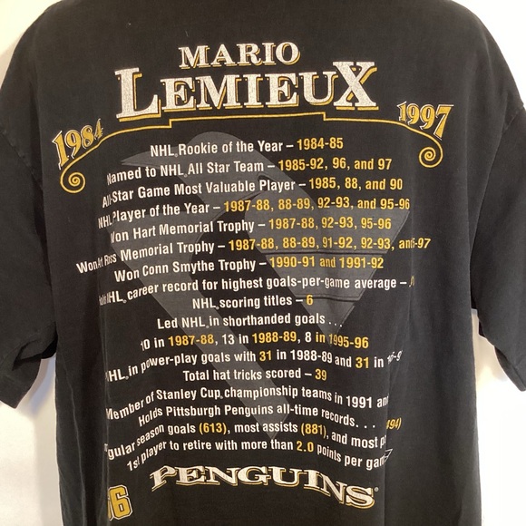 Pittsburgh Penguins Vintage 90’s Mario Lemieux single stitch t-shirt size 2XL - Picture 5 of 15
